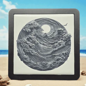 Ocean's Fury Wave Tile Coaster