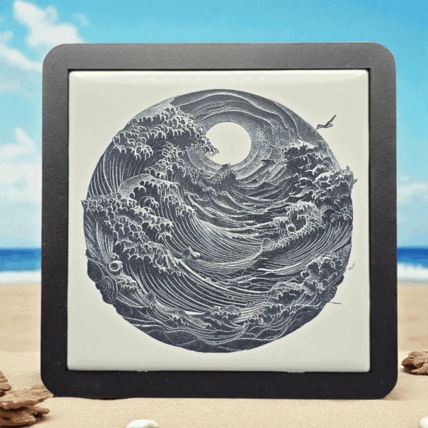 Ocean's Fury Wave Tile Coaster