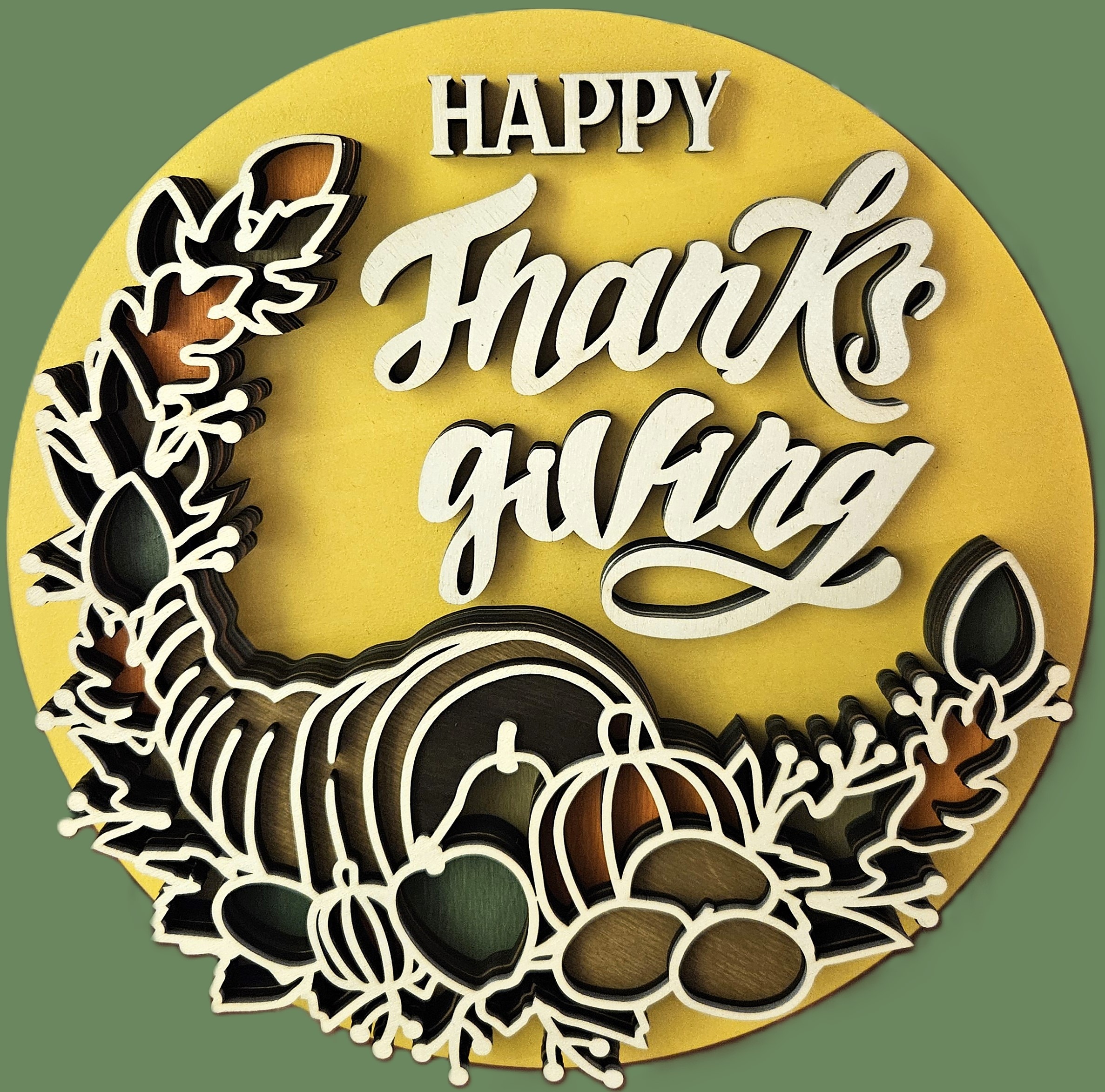 Happy Thanksgiving Layered Wood Door Hanger