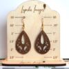 Vines Teardrop Natural Walnut Wood Dangle Earrings