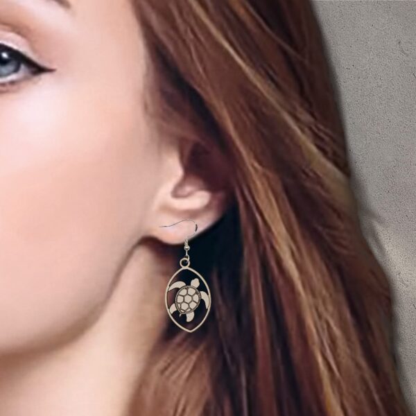Hawaiian Honu Sea Turtle White Wood Dangle Earrings