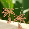 Charming Wooden Mahogany Palm Tree Dangle Earrings
