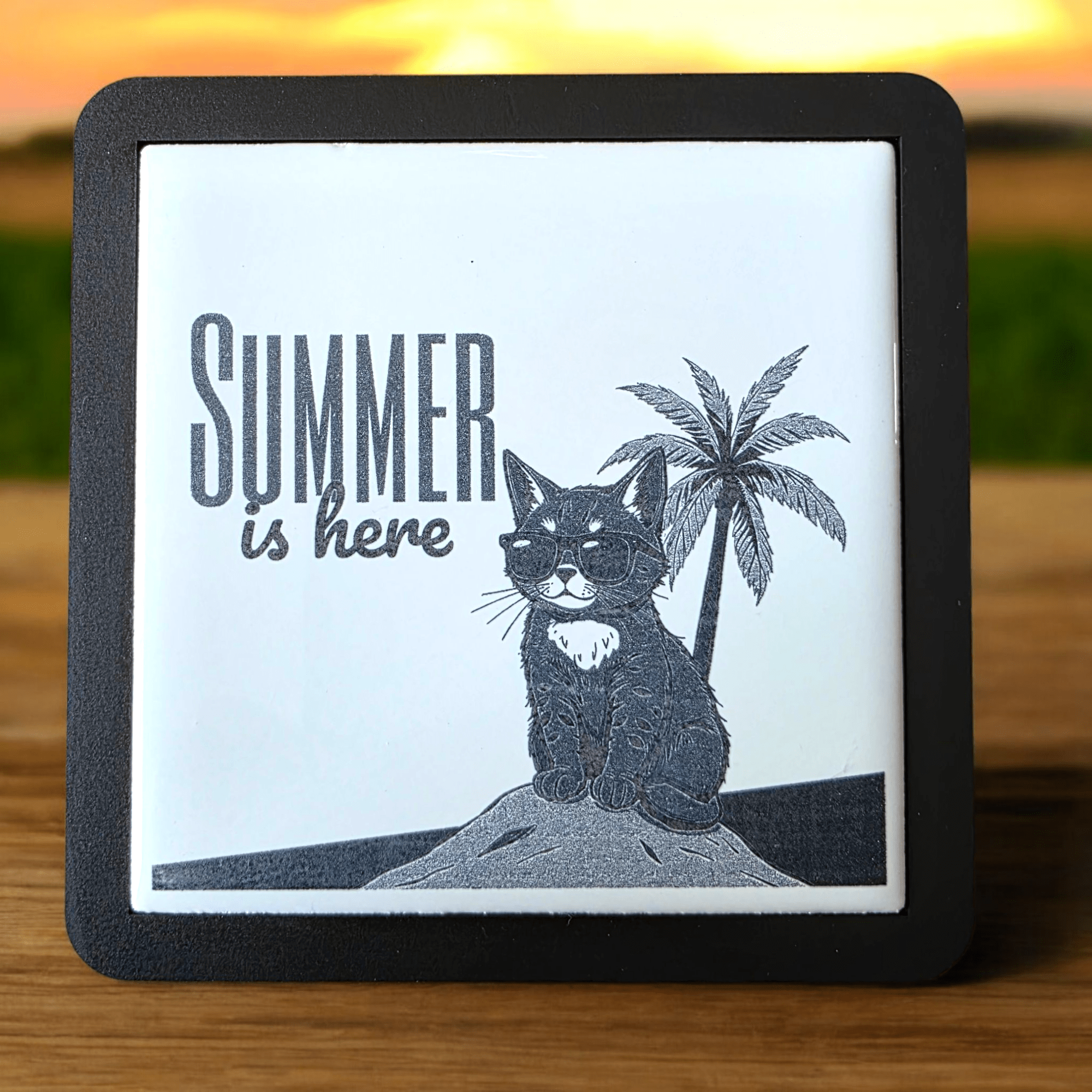 "The Purr-fect Summer" Tile Coaster
