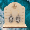 Hawaiian Honu Sea Turtle White Wood Dangle Earrings