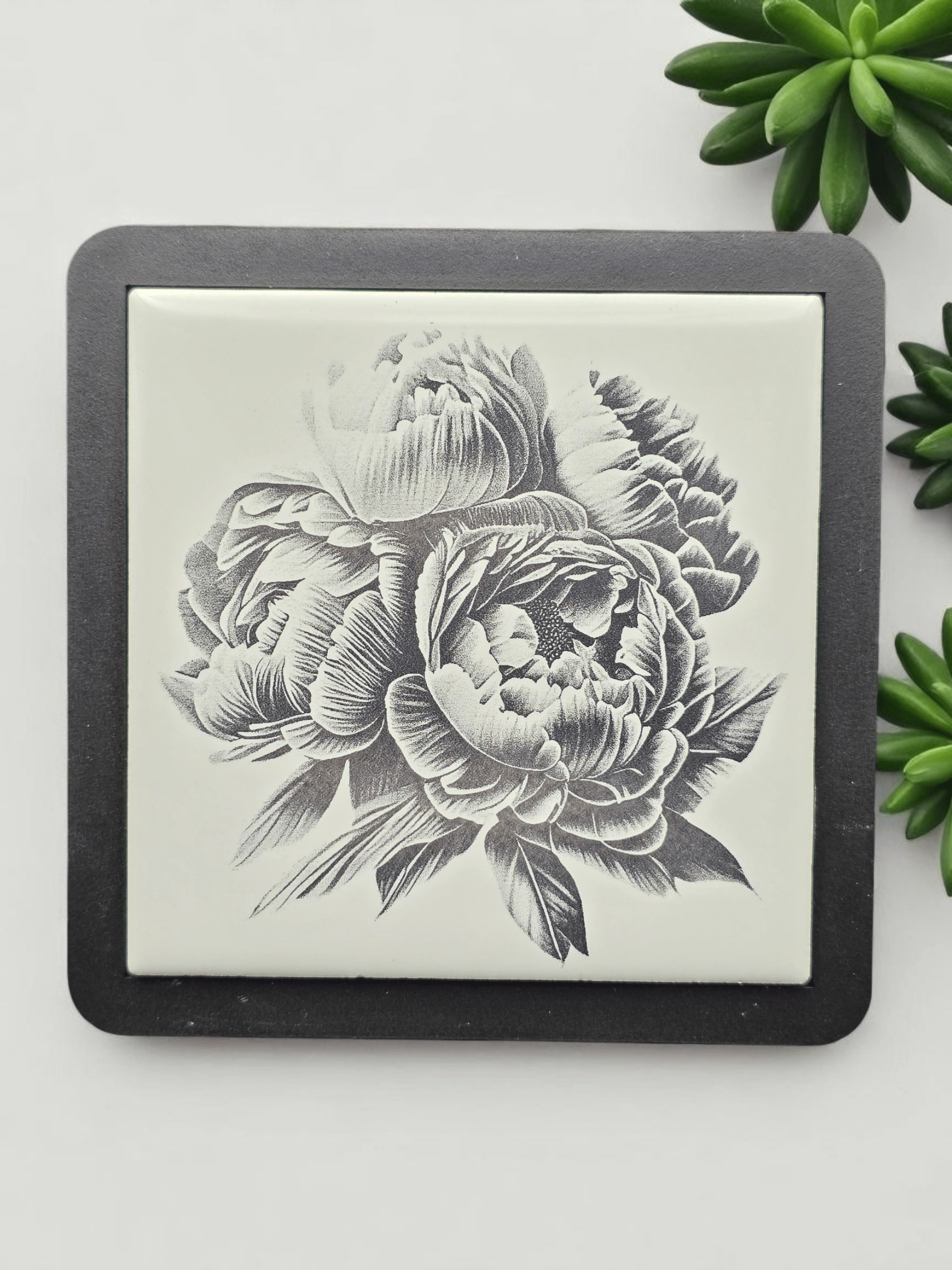 Artistic Peony Flower Trivet