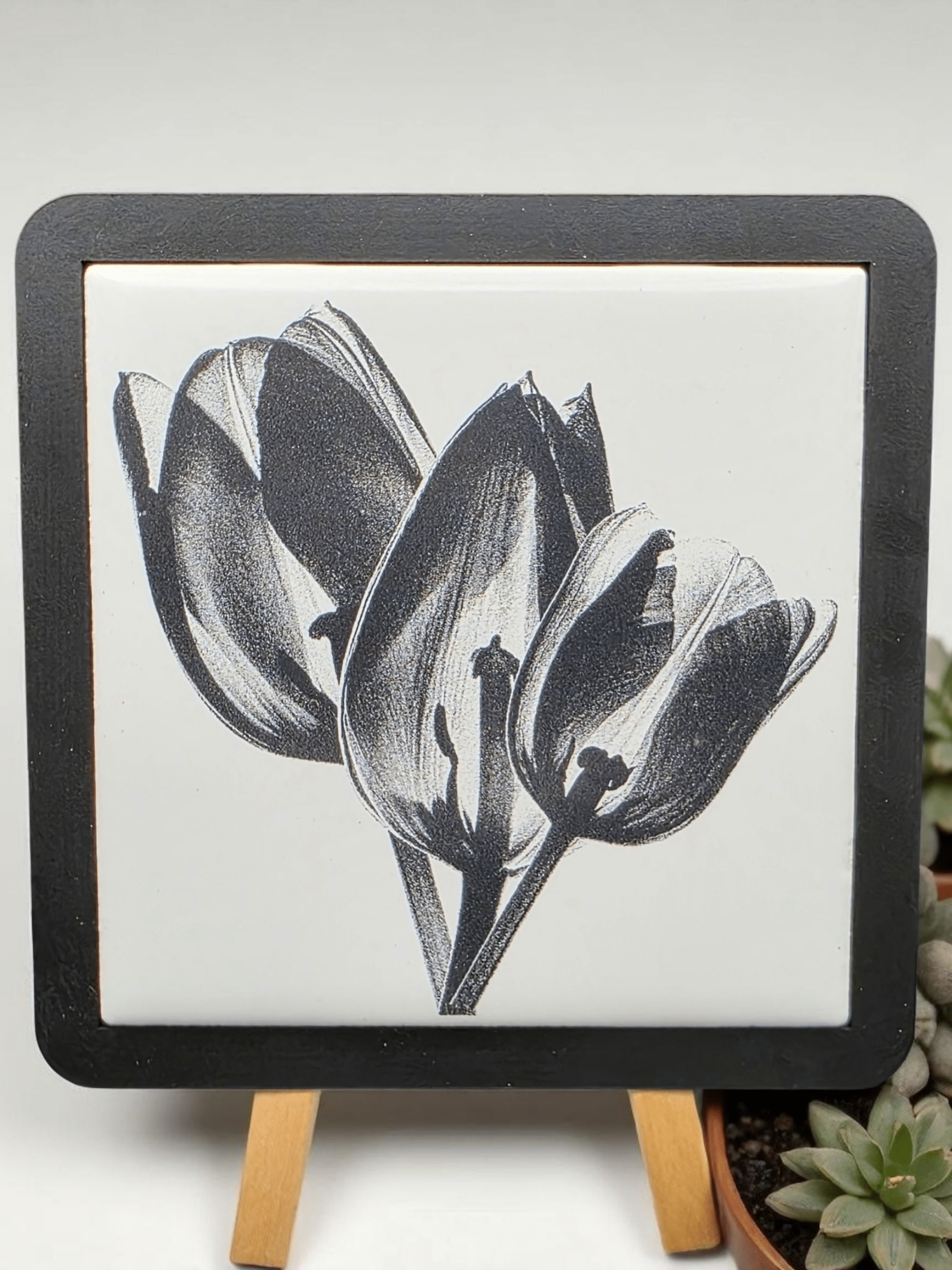 Etched Tulip Tile Coaster