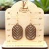 Modern Chevron Wooden Mahogany Dangle Earrings