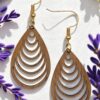 Nested Echoes Teardrop Natural Walnut Wood Dangle Earrings