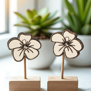 Hibiscus Flower Sud Earrings on Display