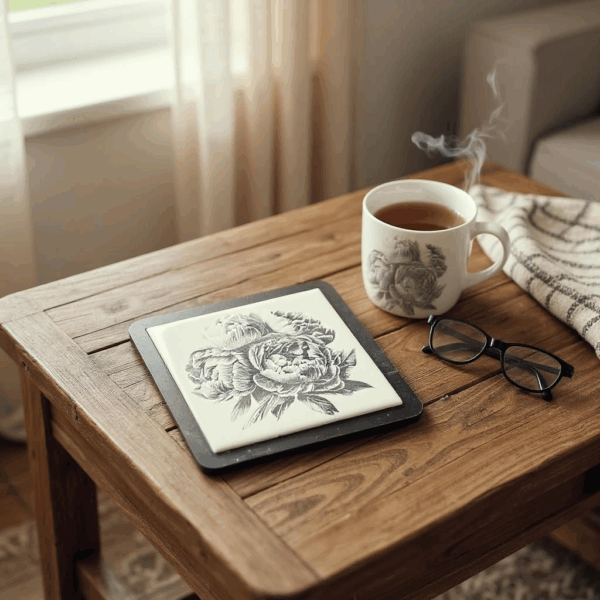 Artistic Peony Flower Trivet