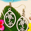 Hawaiian Honu Mom & Baby Sea Turtle White Wood Dangle Earrings