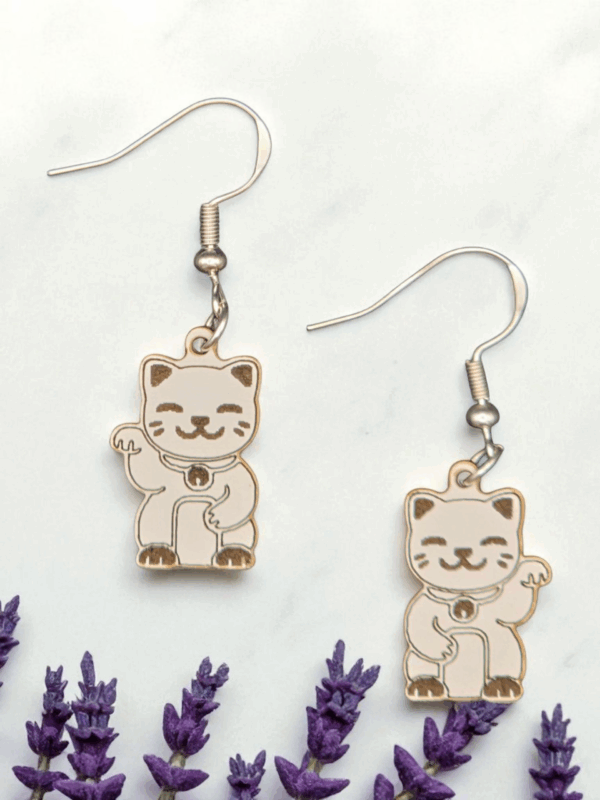 Maneki Neko "Lucky Cat" Dangle Earrings