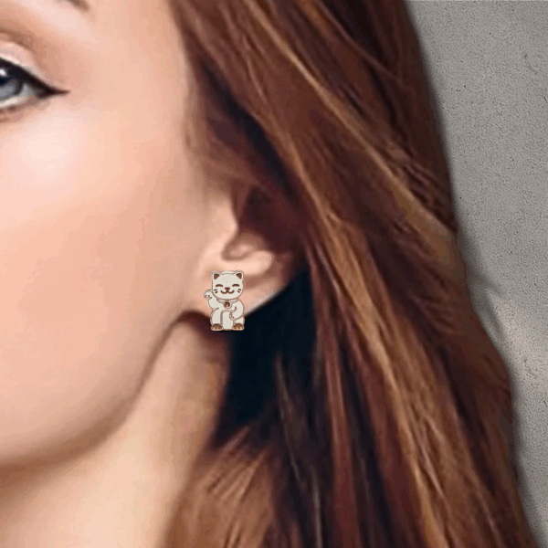 Maneki Neko "Lucky Cat" Stud Earrings