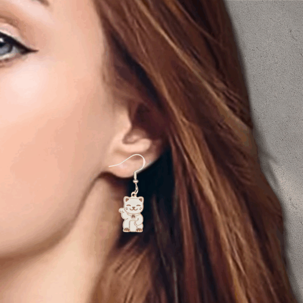Maneki Neko "Lucky Cat" Dangle Earrings