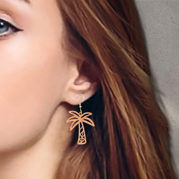 Charming Wooden Mahogany Palm Tree Dangle Earrings
