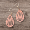 Wave Teardrop Natural Walnut Wood Dangle Earrings