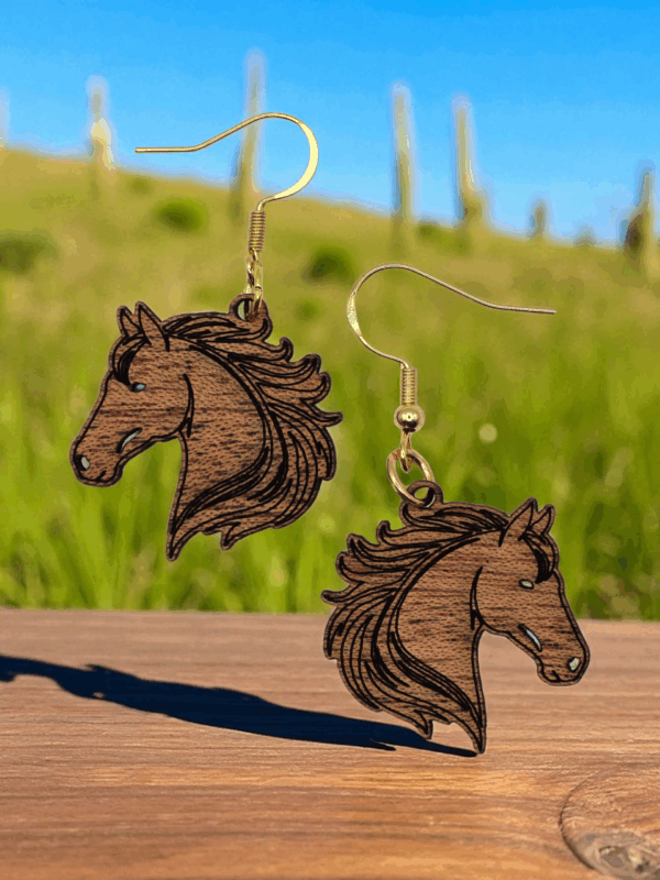 Mahogany Horse Earrings