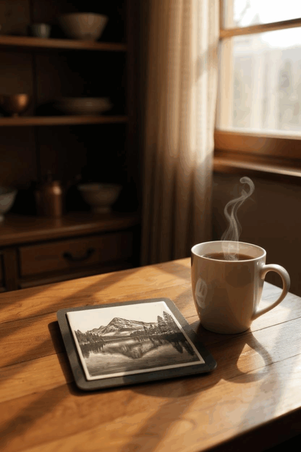 Mountain View White Tile Coaster