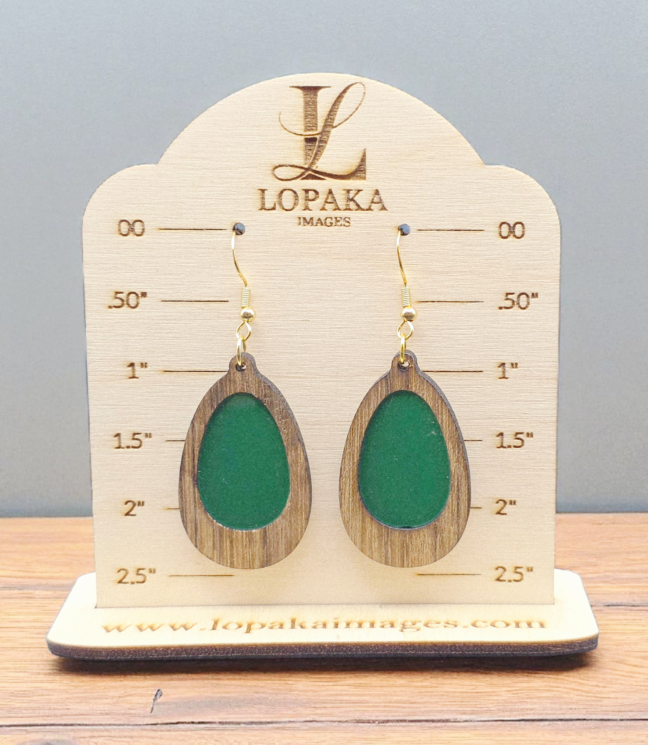 Inlay Green Earrings Display