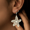 White Starfish Wood Earrings