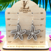 White Starfish Wood Earrings Display