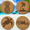 Laser engraved Hawaiian cork coaster set