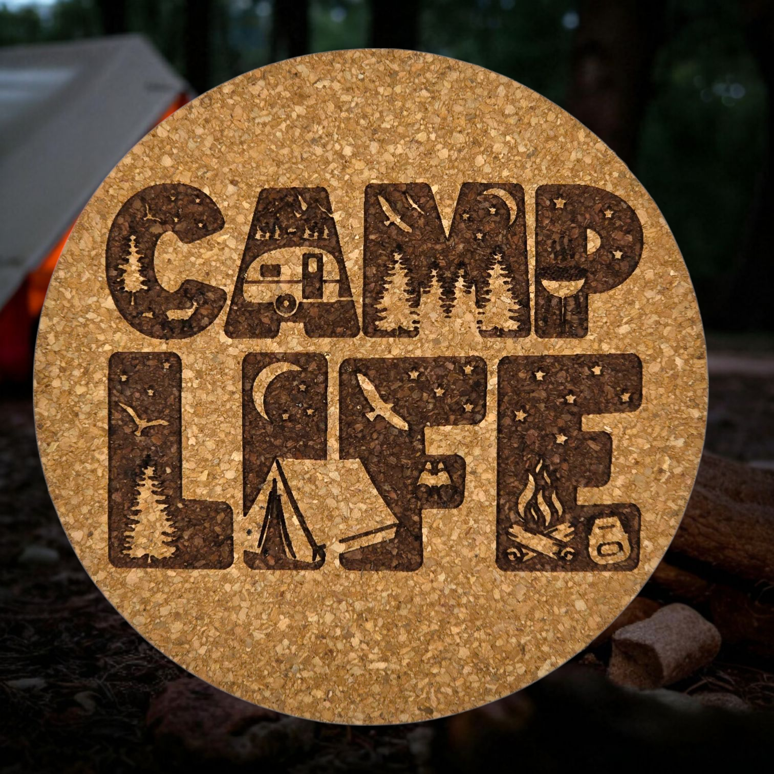 Camping Cork Coasters