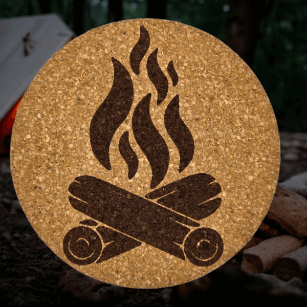 Fire Camping Cork Coasters