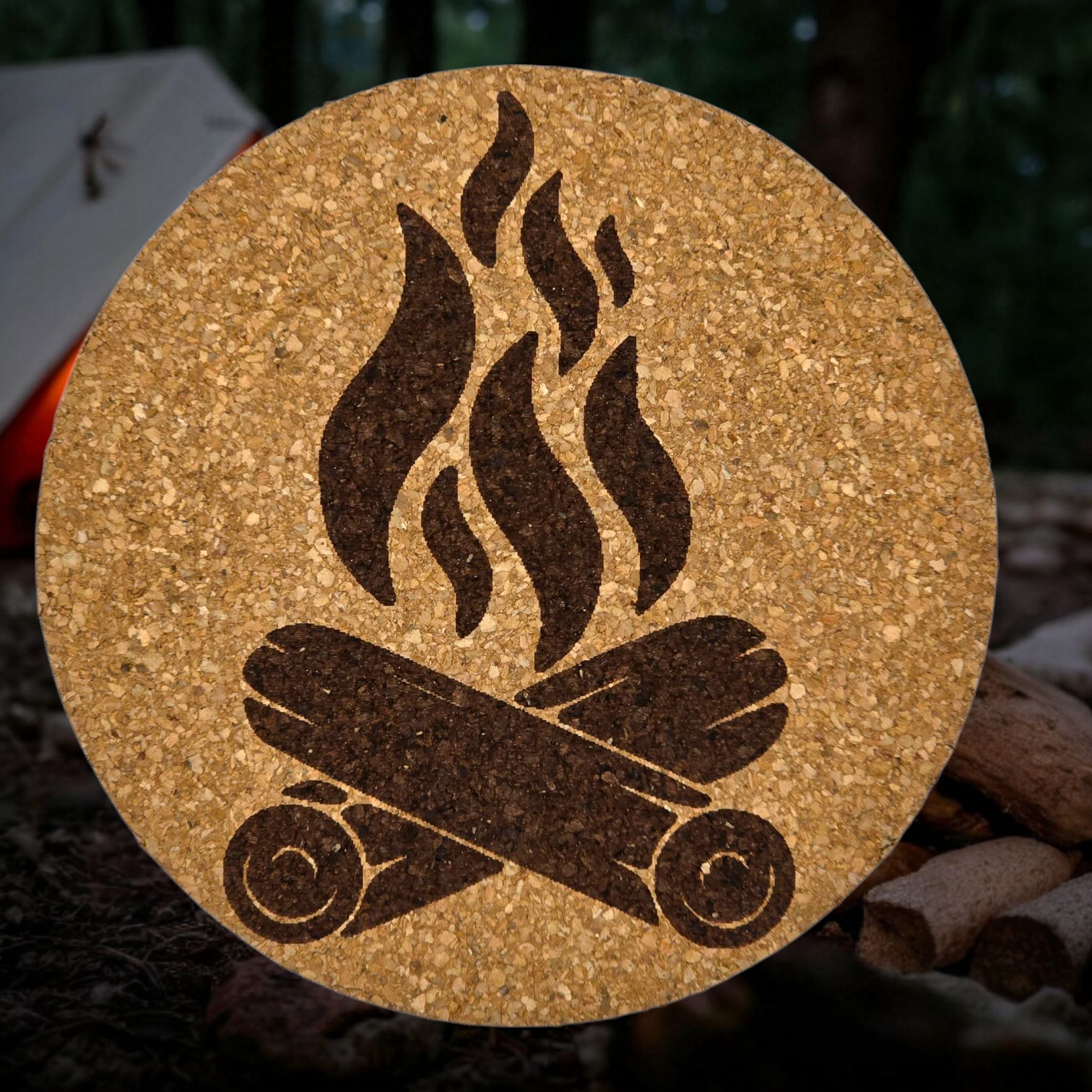 Fire Camping Cork Coasters