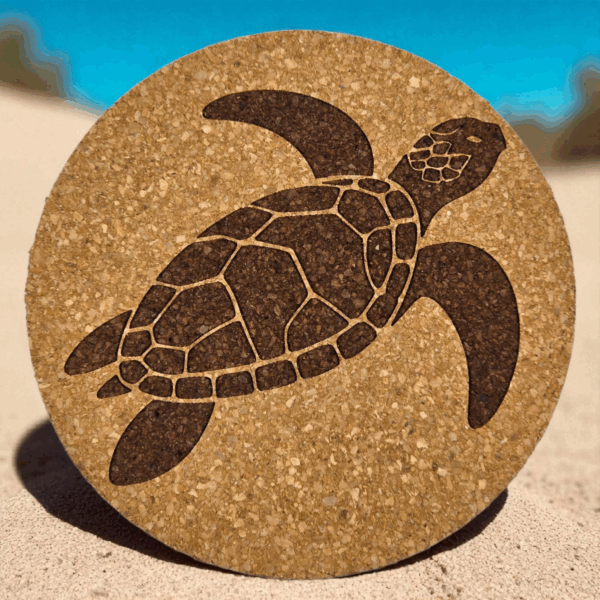 Laser engraved cork coaster