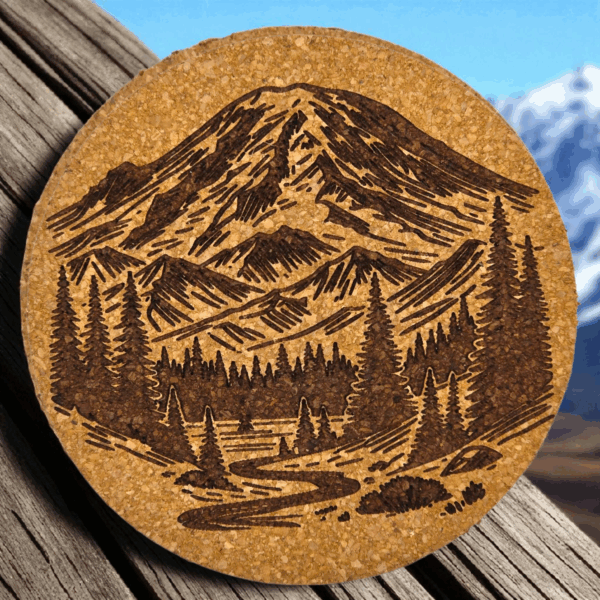 Mountain View Cork Coasters