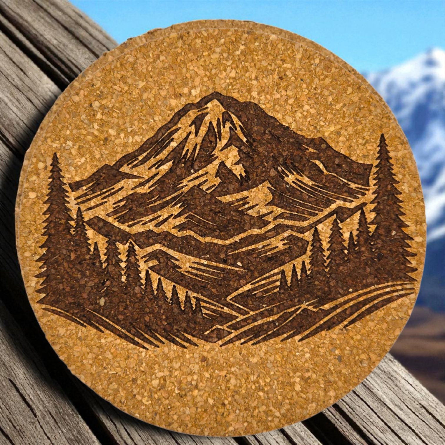 Mountain View Cork Coasters