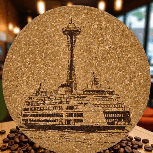 Washington Ferry Cork Coaster and Space Needle