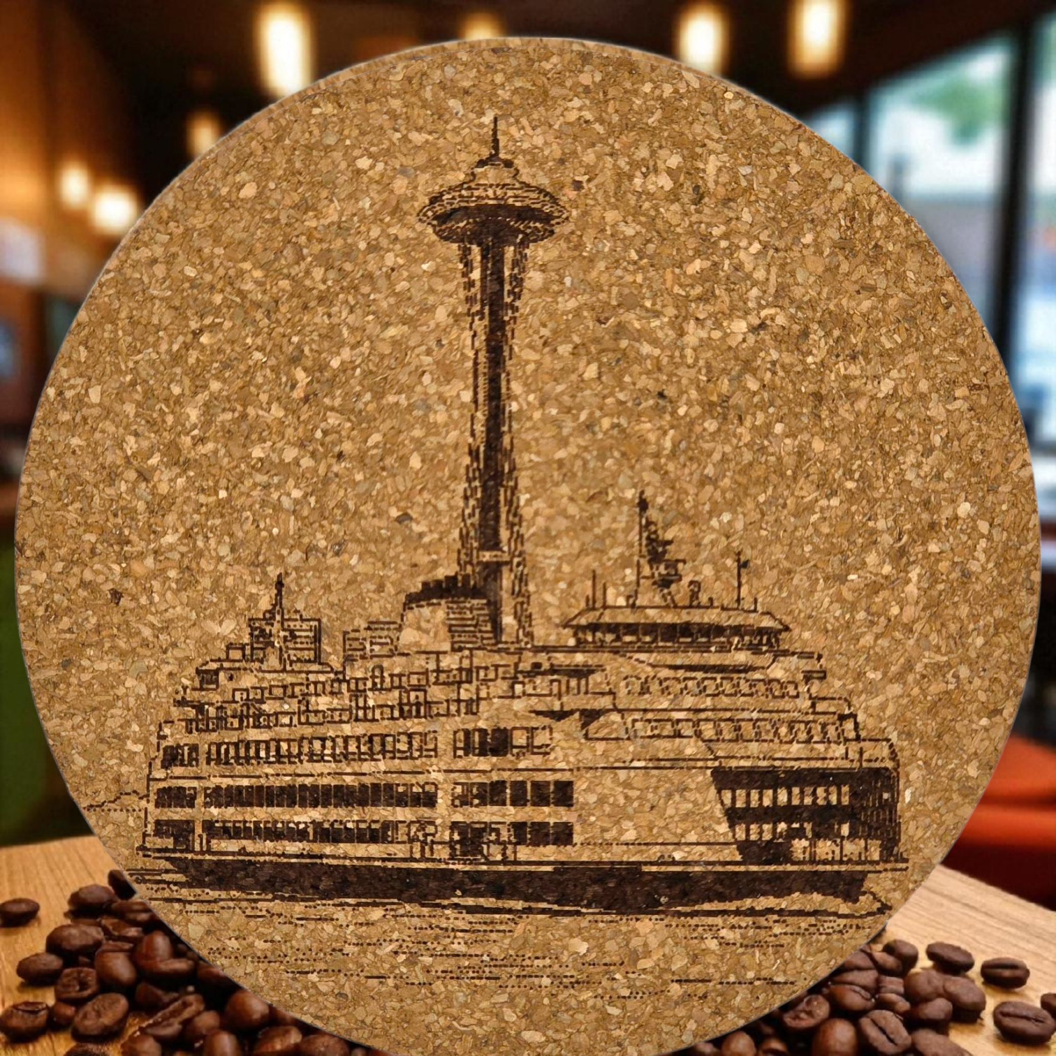 Washington Ferry Cork Coaster and Space Needle