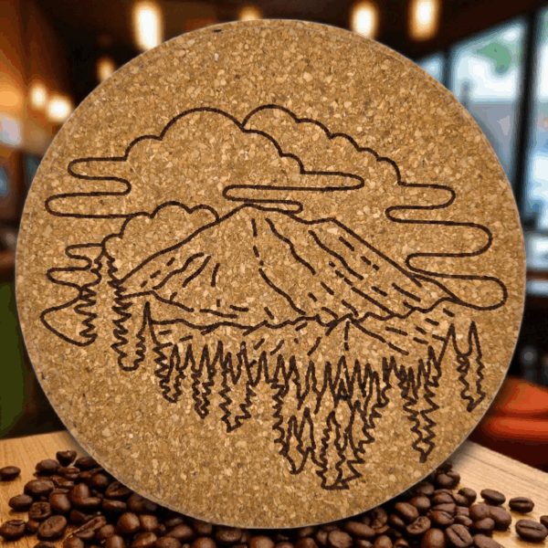 Mt Rainier Cork Coaster