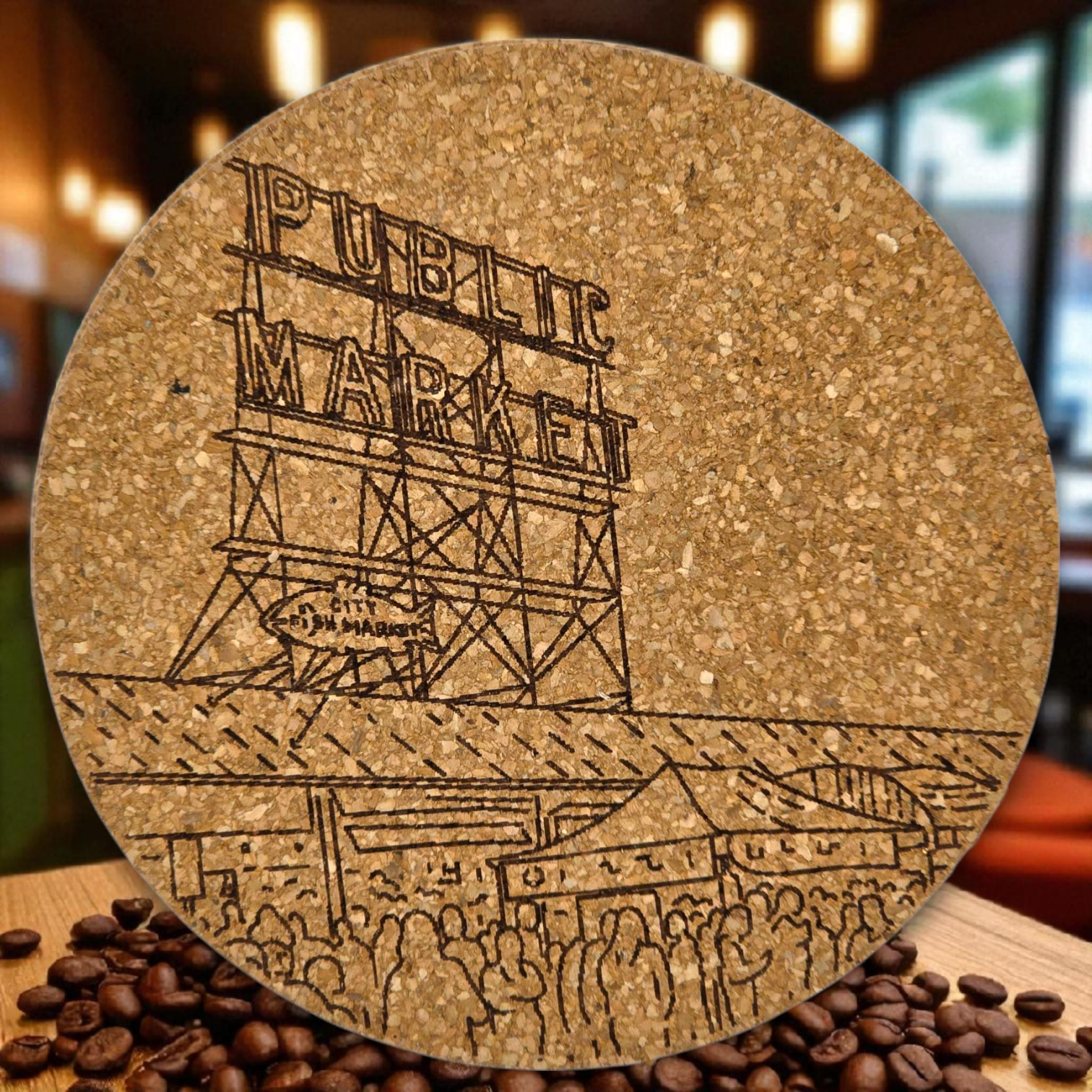 Pike Place Market Cork Coaster