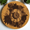 Laser engraved cork coaster Flowers