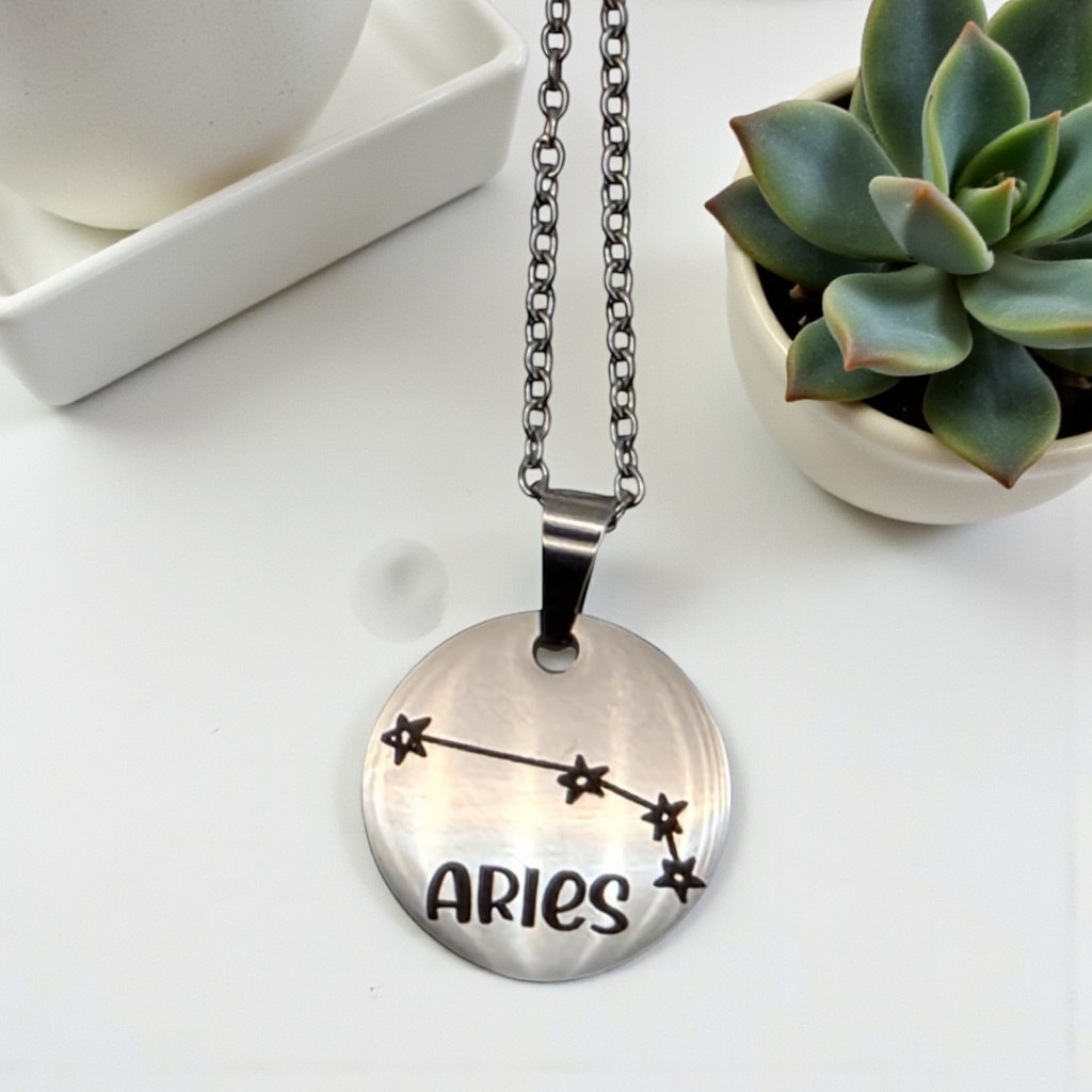 Stainless steel Aries zodiac constellation necklace