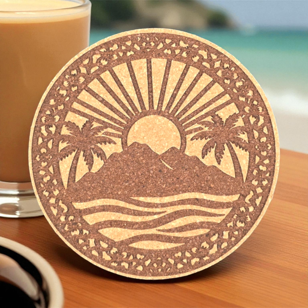 Hawaiian cork coasters Sunrise