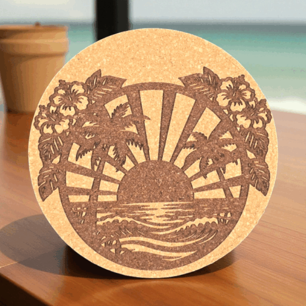 Hawaiian sun set Cork Coaster
