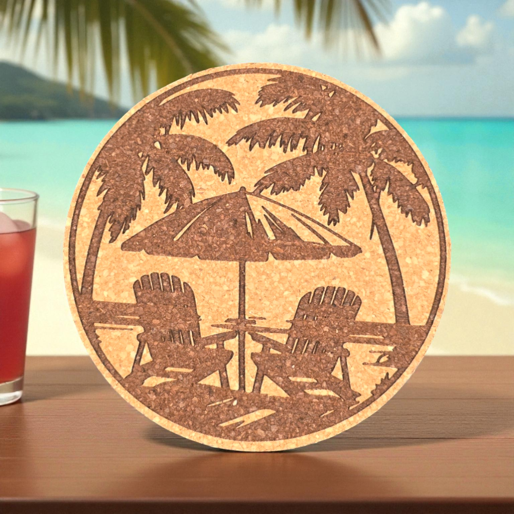 Beach chairs with cork coasters