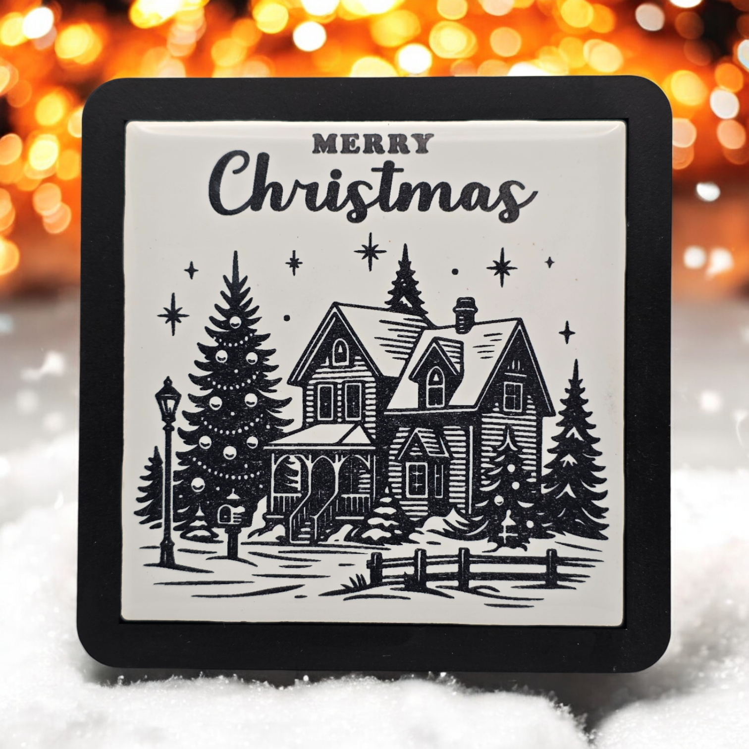 rustic cabin coaster / decorative tile