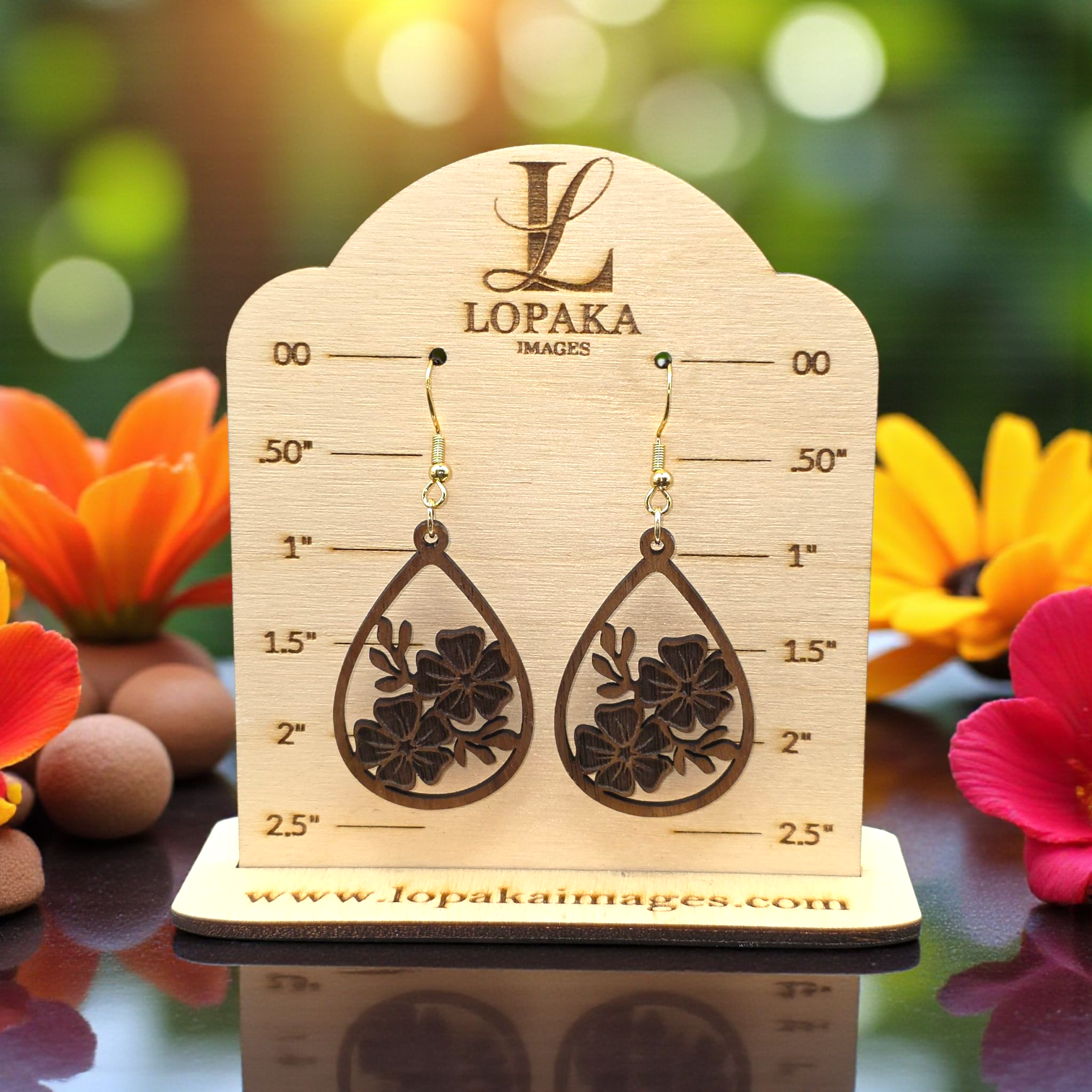 hibiscus dangle earrings