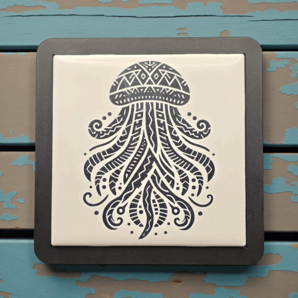 Tribal Jellyfish Tile Coaster