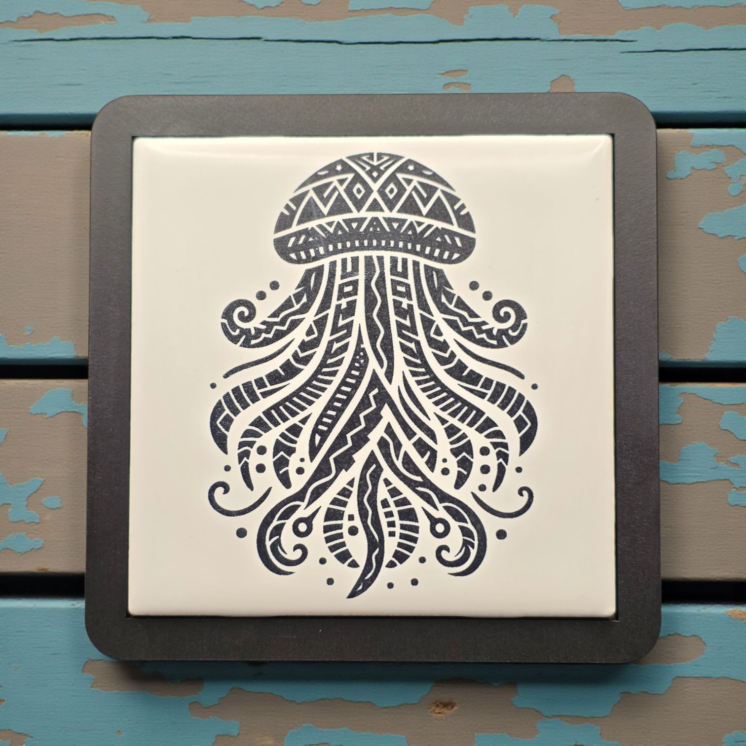 Tribal Jellyfish Tile Coaster