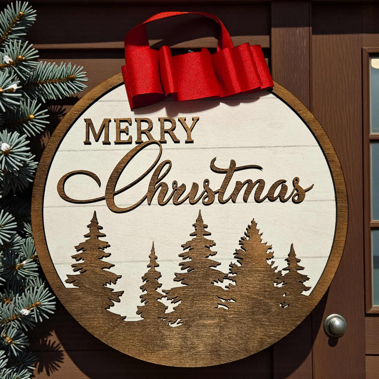 Merry Christmas Tree Door Sign