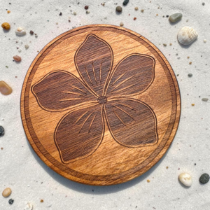 Plumeria Flowers Wood Coaster