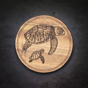 Mom and Baby Turtle Wood Coaster