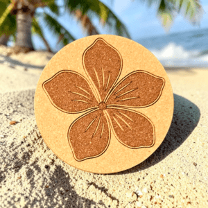 Plumeria Tropical Flower Cork Coaster