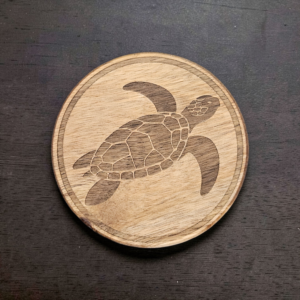 Hawaiian Honu Sea Turtle Coastal Wood Coaster